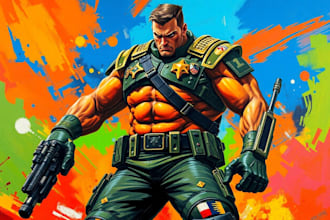 draw military themed illustrations and character
