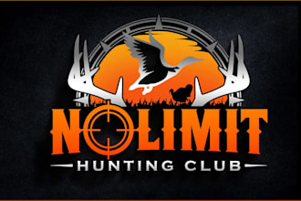 design vintage hunting, outdoor, travel, adventure, deer, mountain and fish logo