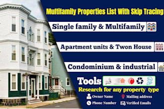 provide multifamily property list with skip tracing