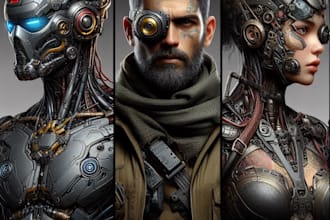 design stunning sci fi, cyberpunk, fantasy characters or concept art