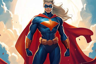 make concept art superhero character for anime style comic