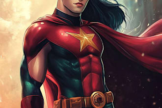 draw your realistic superhero carton portrait