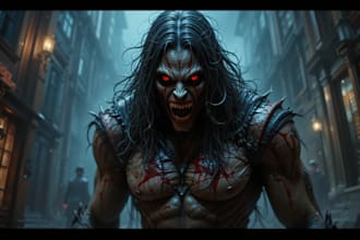 make a fantasy horror character and fantasy illustration