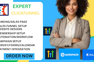 build clickfunnels landing page, sales funnel website in click funnel ghl kajabi