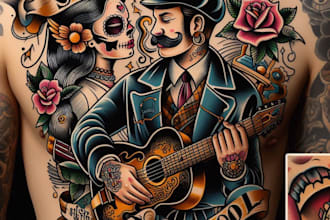 custom drawing your traditional or old school tattoo design
