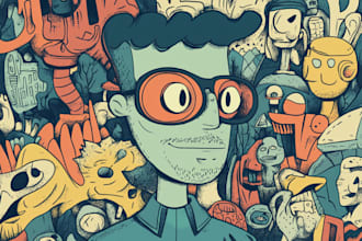 create doodle illustration, cartoon and nft art