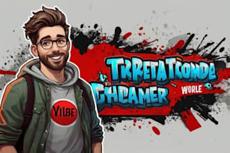 design and draw cartoon youtube banner or pfp logo