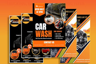 design creative car wash flyer, car service, rental flyer, auto detailing flyer
