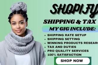 setup shopify shipping and tax, store audit to fix shopify shipping worldwide