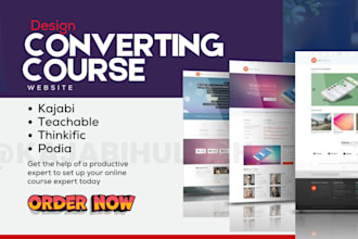 account setup on teachable, kajabi, thinkific or podia e learning website