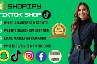 setup tiktok, facebook and instagram shops for shopify marketing and ads