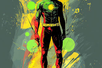 make an illustration of your comic, superhero character