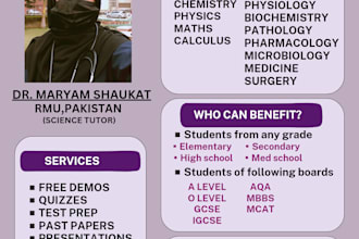 teach biology,che,phy,maths and med subjects