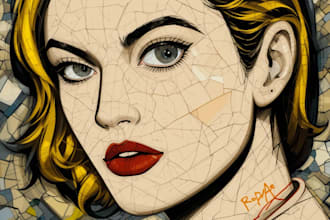 draw a retro pop art roy lichtenstein style