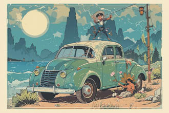 create retro vintage cartoon character illustration