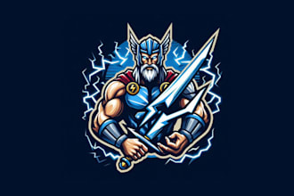 design awesome thunder god raiden mascot logo with vector file