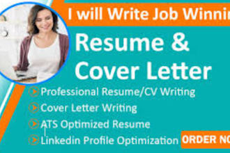 write and upgrade your resume, CV, cover letter and linkedin optimization
