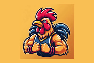 design creative chicken rooster mascot logo for your company