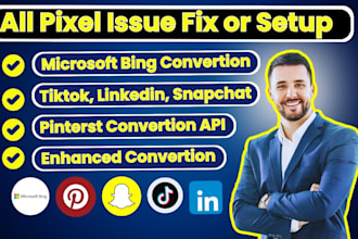 setup tiktok, microsoft bing, linkedin, pinterest pixel conversion API tracking