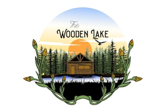 do a hand drawn custom lake hotel logo design for your brand