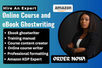 ghostwrite, format proofread online course content, training manuals, or ebooks