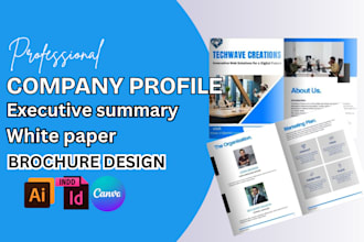 design company profile executive summary, business proposal booklet brochure
