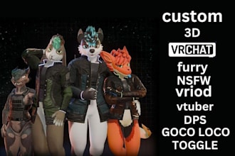 do create a custom vrchat avatar vr character vroid model furry avatar vtuber