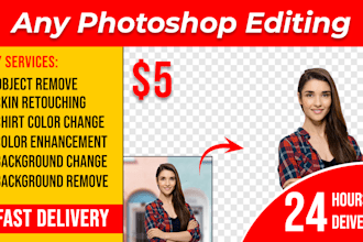 do photoshop editing, add or remove object from image12 hour