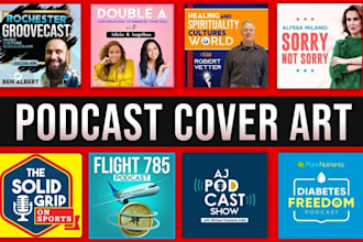 do modern unique podcast cover art, podcast logo and any graphics design