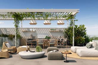 design 3d summer house, interior render, revit lightening, furniture layout