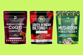 do pouch design and food packaging design for any product