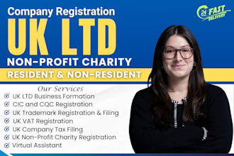 set up uk charity, UK ltd company registration, uk vat, uk trademark and patent
