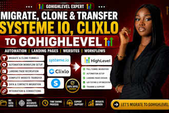 migrate clone systeme io automation landing page clixlo website to gohighlevel