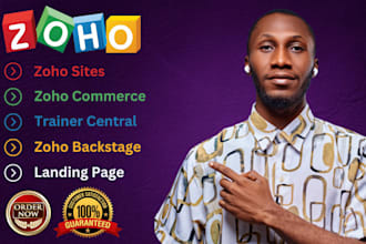 build responsive zoho sites, zoho landing page, zoho commerce, zoho backstage