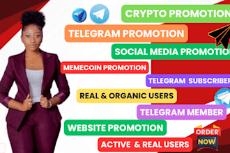 promote  crypto, memecoin, solana nft, defi projects, telegram subscribers