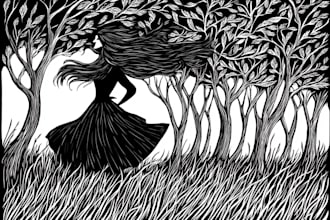 draw linocut or woodcut illustrations