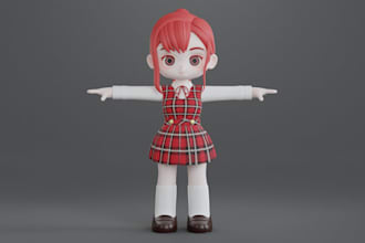 2d to3d realistic model,stylized nsfw art,blender 3d game asset,rig3d game model