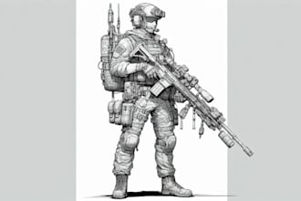 draw detailed military characters for you
