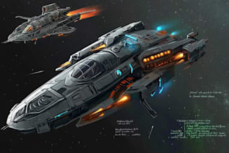 draw spaceship concept art or design a starship or scifi vehicle
