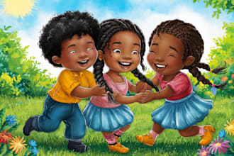 design african american children story book illustration
