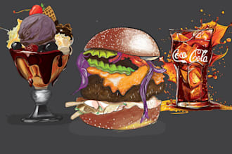 create professional food and drink illustrations