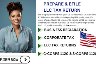 do US tax filing, US tax returns, llc tax, business tax 1120 5472 1040 cpa