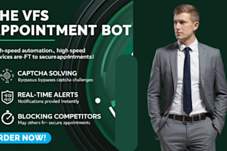 develop automated vfs appointment bot vfs bot vfs booking bot online booking bot