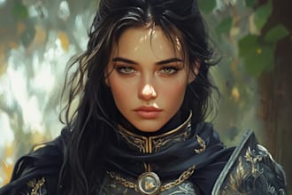 design realistic fantasy dnd character illustration