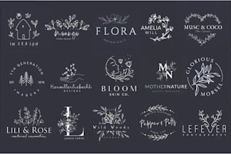 make hand drawn botanical floral line art feminine wedding signature logo design