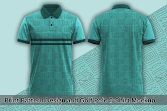 create custom print pattern golf polo t shirt design and mock up for you