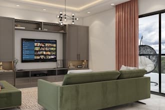 create interior design living room, cozy bedroom, kitchen, 8k render skp