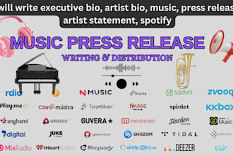 write executive bio, artist bio, music press release, music pr distribution