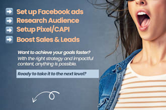 set up facebook ads campaign for sales and leads, meta ads, instagram mark