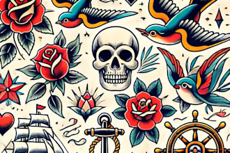 make you a traditional old school tattoo style design